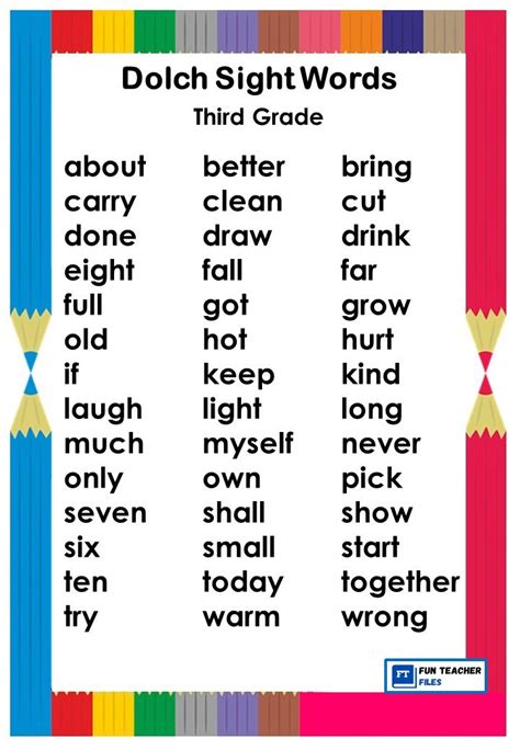 A, and, for, in, is, it, said, the and to are the building blocks of this list. . Dolch sight words grade 3 pdf